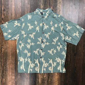 HIBISCUS COLLECTION Hawaiian Camp Shirt XL Bamboo Print Lightweight Rayon Soft